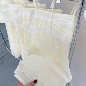 Robe longue vintage blanche en organza brodé, sans bretelles, coupe trapèze ajustée, respirante, pour soirée, col carré uni, taille haute - Product Image 2