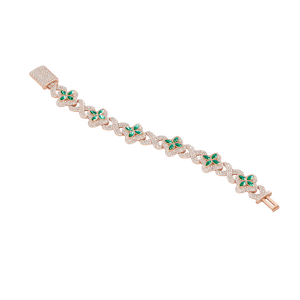 18MM Rhodium Hiphop Luxury Iced Design <b>Infinity</b> Link <b>Bracelet</b> 4 Leaf Clover Colored Moissanite Sparkling Jewelry for Women - Product Image 4