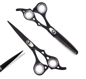 Juego de Tijeras de Peluquería Profesionales con Hojas de Acero Inoxidable 440C, Tijeras de Entresacar de Mango Largo y Peine para Uso en Salones de Belleza - Product Image 2