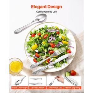 Set di posate da 65 pezzi in acciaio inossidabile per alimenti, utensili con finitura a specchio, lavabili in lavastoviglie, per la tavola - Product Image 4