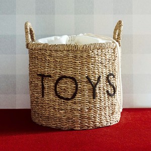 Playful Round <b>Toy</b> Seagrass <b>Storage</b> <b>Basket</b> With Embroidered <b>TOYS</b> Design <b>Basket</b> Vietnam Manufacturer - Product Image 4