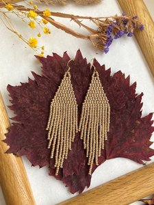 Bohemian Multicolor Gold Plated Tassel Beaded <b>Drop</b> Earrings Women's Bohemia Style Linen Thread White Gold Pattern Fashion By UO - Product Image 5