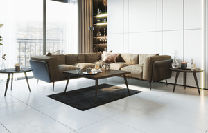 Muebles con Patas de Madera, Moderno Juego de Sofás con Forma Única, Tapicería de Tela, Acolchado Cómodo para Sala de Estar - Product Image 4