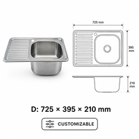 TADT Vietnam Fabricante Mayorista Fregadero de Cocina de Acero Inoxidable de un Solo Tazón de Primera Calidad, Montaje Superior, Empotrable, Acabado Satinado, Moderno, 2 Años de Garantía