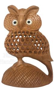 Estatua de Búho Doble de Madera Hecha a Mano con Intrincado Trabajo Jali, Escultura Decorativa de Aves para Decoración del Hogar y Oficina, y para Regalos - Product Image 4