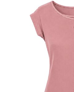 Customized Dusty Pink Women Casual T Shirt Floral Ring Neck Short Sleeve Summer Fashion Soft Stretch Ladies Tee Blouse <b>Top</b> Wear - Product Image 3