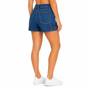 Women's High Waisted Denim <b>Shorts</b> Light Wash Solid Pattern Casual Summer Wear 100% Cotton Regular Fit Straight-leg Style - Product Image 4