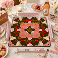 Tapis de Mahjong Portable en Néoprène Premium, Design Original Oiseaux de Jardin, 33 pouces, Durable, Écologique, Antidérapant, Résistant à l'Eau