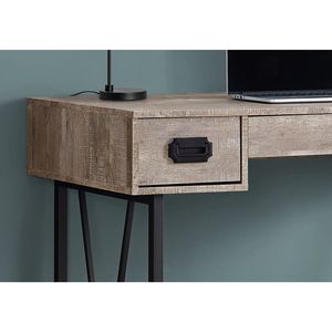 Scrivania per Computer da Ufficio Transizionale da 48 Pollici con Metallo Nero e Laminato Beige, Dotata di Cassetti Portaoggetti per Lavoro con Laptop - Product Image 3