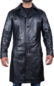 Manteau long en cuir véritable pour homme, fabriqué en usine, nouvelle mode, dernier design, manteau en cuir de haute qualité pour homme - Product Image 5