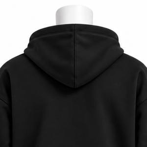 Sudadera con capucha negra para hombre con bordado en el borde, estilo oversize, de forro polar, con bolsillo canguro, informal, para invierno, estilo urbano. - Product Image 4