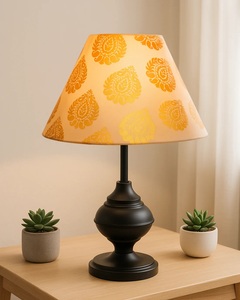 Orbit Halo Metal Table Lamp with Oval Frame Linen <b>Drum</b> <b>Shade</b> Gold Finish Acrylic Base Elegant Ambient <b>Lighting</b> - Product Image 4