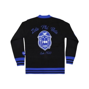 Suéter Cárdigan de Sororidad al por Mayor, Zeta Phi Beta, Negro, Tejido, Bordado Personalizado, Proveedor de Fábrica de Ropa Griega - Product Image 2