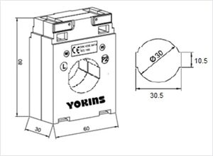 YOKINS, Transformateur de courant SR30 300/5A, CT 300A pour ampèremètre - Product Image 3