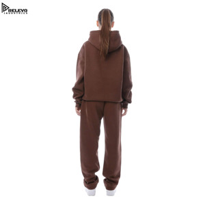 New Wholesale Streetwear Fleece Solid Casual Tracksuits Hooded Embroidery Custom Logo <b>Pullover</b> for Sweatpants Set <b>Men</b> - Product Image 6