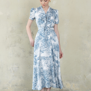 Vestido Midi con Estampado Floral Estilo Francés para Mujer, Precio Directo de Fábrica, Fabricante OEM ODM, Etiqueta Privada, Venta al Por Mayor - Product Image 5