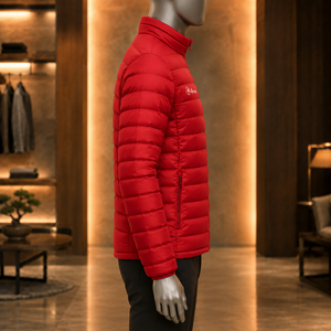 Vente en gros – Nouvelle veste d'hiver décontractée pour homme, modèle 2026, design unique, rouge, en duvet, col montant, fermeture éclair, coupe-vent, en polyester - Product Image 3