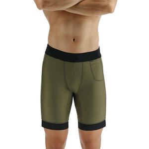 Professional Manufacturer Solid Gym Wear <b>Compression</b> <b>Shorts</b> for Men Quick Dry Anti Shrink High Waist Zipper Fly Knee Length - Product Image 6