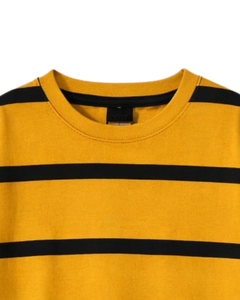 T-shirt personnalisé jaune et noir pour homme, 100 % coton, col rond, manches courtes, décontracté, streetwear d'été, écologique, 220g, fabricant OEM - Product Image 5