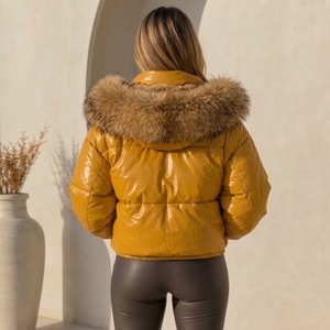 Chaqueta de Invierno para Mujer, de Piel de Oveja Genuina, con Ribete de Piel de Zorro, Resistente al Viento, Relleno de Poliéster, Tallas S-XXL - Product Image 5