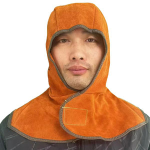 Capucha de soldadura de cuero al por mayor, capucha protectora de soldador de cuero de vaca amarillo, capucha de seguridad para soldadura amarilla - Product Image 1
