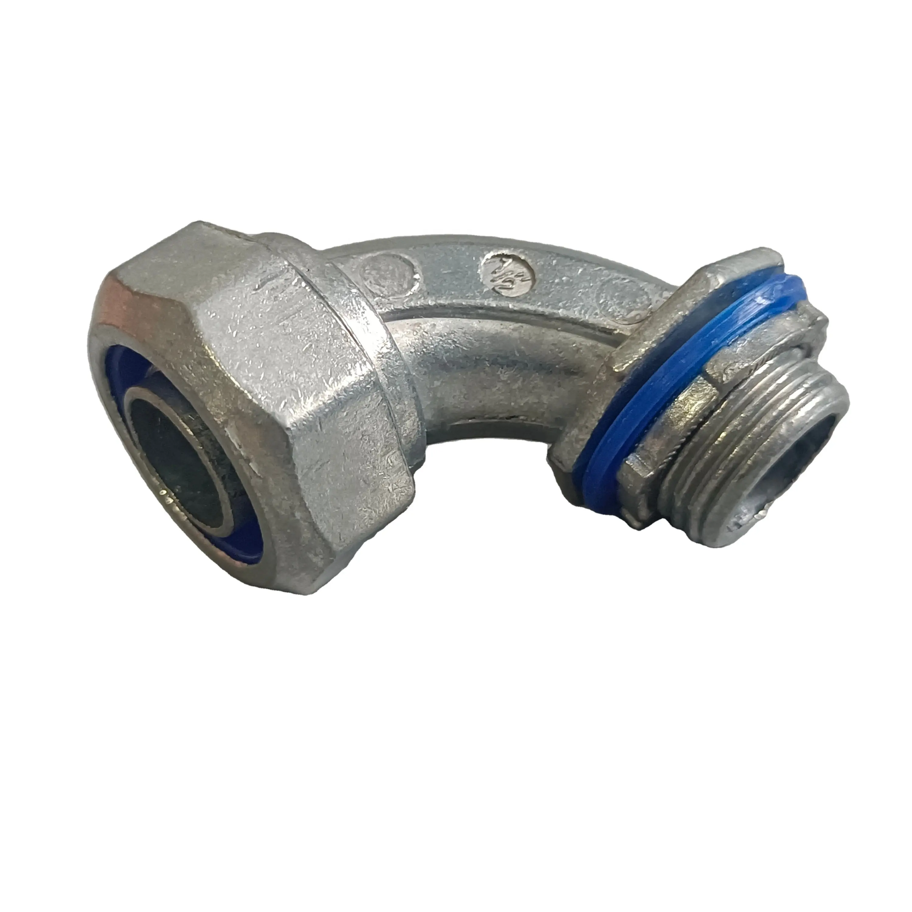 1/2" EMT 45/90 Degree Elbow Liquidtight Metal Flexible Pipe Connector Blue Insulator