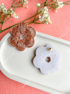 Handmade <b>Beaded</b> Flower Stud Earrings for Women Peach Floral Statement Earrings Cute Party Wedding Jewelry Gift - Product Image 3