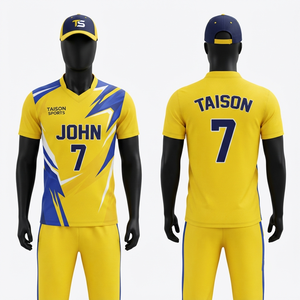180 GSM Premium Polyester Mesh <b>Cricket</b> Jersey <b>White</b> Navy Blue Gold Heat-Transfer Custom Logo Anti-Bacterial Breathable UV - Product Image 3
