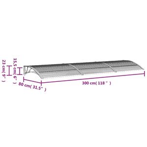 Toldo de policarbonato negro duradero para puerta, 118.1 x 29.5 pulgadas, accesorios para ventanas - Product Image 6