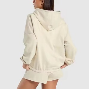 Ensemble de sport et streetwear 2 pièces pour femme de haute qualité, taille XL, couleur personnalisée, sweat à capuche uni, short au-dessus du genou, séchage rapide, respirant - Product Image 4