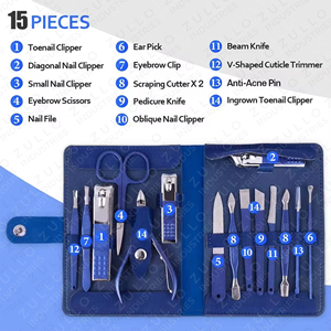Premium 15PCS Stainless Steel Nail Care <b>Tool</b> Set Professional Manicure <b>Pedicure</b> Kit Custom Color Wholesale OEM - Product Image 6