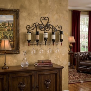 Porte-bouteilles moderne en fer forgé avec étagères réglables, support de rangement décoratif en métal pour table, idéal pour bar à domicile - Product Image 4