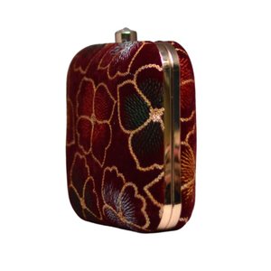 Pochette de soirée élégante pour femme, brodée de fleurs marron et de sequins, idéale pour les événements - Product Image 2