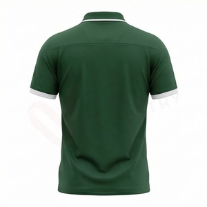 Polo à manches courtes vert pour homme, 100% coton, tissu Oxford respirant, coupe décontractée, couleur unie, design tissé - Product Image 2