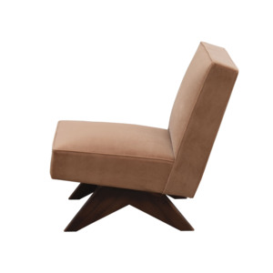 Sillón de Salón de Lujo Estilo Moderno de Mediados de Siglo, sin Brazos, Tapizado en Terciopelo Nórdico, con Patas en Forma de V de Madera Sólida, para Sala de Estar - Product Image 6