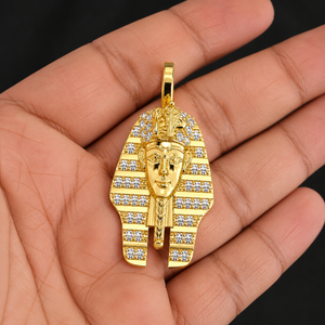 Trendy Vintage Charms 10K <b>Gold</b> Iced Custom Egyptian Pharaoh <b>Pendants</b> Custom Lab Grown Diamond Luxury Fashion Unisex Jewelry Gift - Product Image 2
