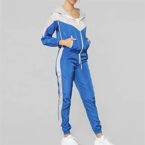 Ensemble de survêtement imperméable imprimé pour femme, deux pièces, hiver, haut court, motif uni, veste coupe-vent zippée, pantalon 100% coton - Product Image 4