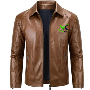 Chaqueta de Motociclista VANTEX para Hombre, de Cuero Genuino Gris, Ecológica, Estilo Vintage, Corte Ajustado, Cuello Camisero, Cierre de Cremallera, Resistente al Viento - Product Image 5