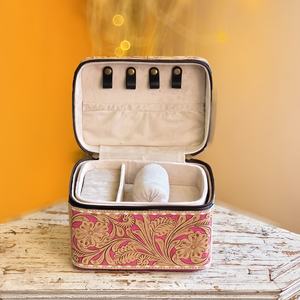 Venus Leather Ware Portable Custom Logo Cow Hide Leather Luxury Decoration Storage Case Zipper <b>Small</b> Travel Earrings DIY Bag - Product Image 3