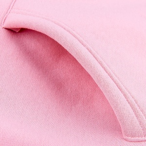 <b>Women's</b> <b>Pink</b> Hooded Pullover Sweatshirt Solid Color Cotton Knitted Breathable Regular Fit With Pockets Autumn Wear - Product Image 6
