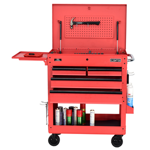 OEM 84cm 4 <b>Drawer</b> Rolling Tool Cart Soft Closing Matte Red Powder Coated Steel Wholesale for Heavy Duty <b>Workshop</b> Garage Use - Product Image 5
