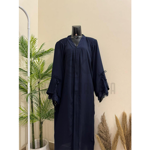 Abaya de color sólido, estilo recién llegado, para damas, manga larga, vestido musulmán con bordado, para venta en línea. - Product Image 4