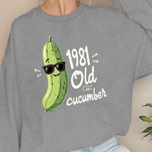 Sweat-shirts décontractés en tricot pour femmes, imprimé rétro concombre 1981 - Product Image 2