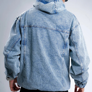 Nouvelle collection hiver 2026 : Sweat à capuche décontracté pour homme en denim 100 % coton, style zippé, avec impression personnalisée et logo sur mesure, respectueux de l'environnement - Product Image 5
