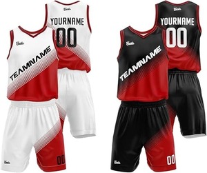 Ensemble de maillots et shorts de basket-ball personnalisés sublimés, respirants, pour l'entraînement sportif - Product Image 5