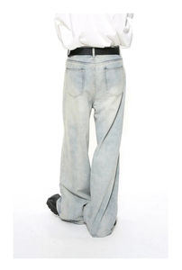 Pantalon pour homme streetwear personnalisé de haute qualité, jean délavé coupe droite ample avec poches, durable et sur mesure - Product Image 3