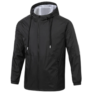 Vestes coupe-vent pour hommes sur mesure OEM, grandes tailles, printemps, respirantes, imperméables, décontractées, 100% polyester, à capuche, fermeture éclair avant - Product Image 3