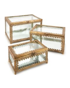 Caja de Joyería de Metal Dorado, Rectangular, con Tapa con Bisagras y Base con Espejo, Moderna y Lujosa - Product Image 5