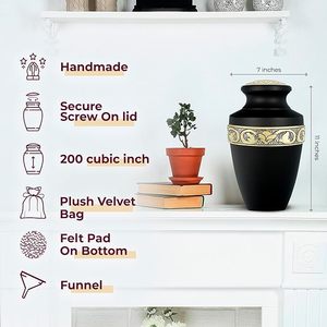 Urne funéraire traditionnelle en aluminium pour cendres humaines adultes, fabriquée par un fabricant de confiance, avec finition décorative et lisse - Product Image 3
