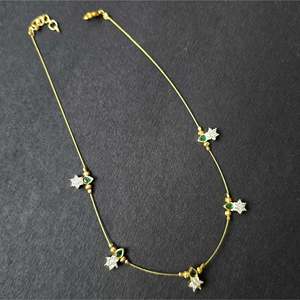 Fashion Necklace Green and White AD Stone Floral Invisible Chain - Product Image 1